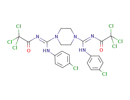 Molecular Structure of 90235-19-1 (N,N''-Bis(4-chlorphenyl)-N',N'''-bis(trichloracetyl)-1,4-piperazindi(carboxamidin))