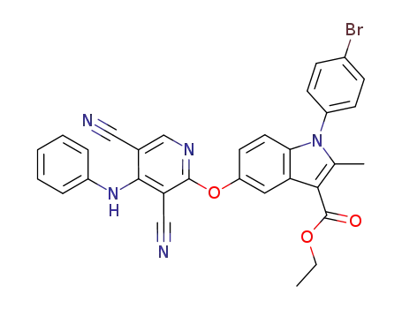 ethyl 5-[(4-anilino-3,5-dicyano-2-pyridinyl)oxy]-1-(4-bromophenyl)-2-methyl-1H-indole-3-carboxylate