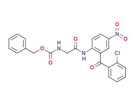 Molecular Structure of 76337-80-9 ({[2-(2-Chloro-benzoyl)-4-nitro-phenylcarbamoyl]-methyl}-carbamic acid benzyl ester)