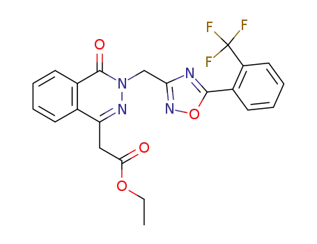 {4-Oxo-3-[5-(2-trifluoromethyl-phenyl)-[1,2,4]oxadiazol-3-ylmethyl]-3,4-dihydro-phthalazin-1-yl}-acetic acid ethyl ester