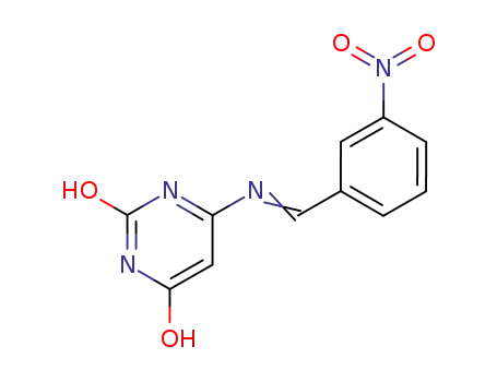 Molecular Structure of 62879-02-1 (2,4(1H,3H)-Pyrimidinedione, 6-[[(3-nitrophenyl)methylene]amino]-)