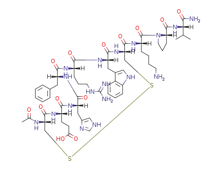 Molecular Structure of 91050-39-4 (AC-CYS-GLU-HIS-D-PHE-ARG-TRP-CYS-LYS-PRO-VAL-NH2)