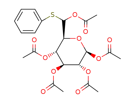 Molecular Structure of 74774-20-2 (.beta.-D-gluco-Hexodialdo-1,5-pyranose, S-phenyl monothiohemiacetal, pentaacetate)