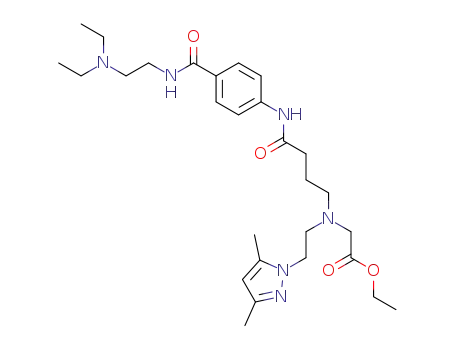 ethyl 2-((4-(4-(2-(diethylamino)ethylcarbamoyl)phenylamino)-4-oxobutyl)(2-(3,5-dimethylpyrazol-1-yl)ethyl)amino)acetate