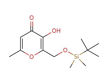 Molecular Structure of 958457-26-6 (3-hydroxy-6-methyl-2-(O-tert-butyldimethylsilyl)hydroxymethylpyran-4(1H)-one)