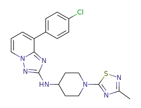 Molecular Structure of 1329670-05-4 ([8-(4-chloro-phenyl)-[1,2,4]triazolo[1,5-a]pyridin-2-yl]-[1-(3-methyl-[1,2,4]thiadiazol-5-yl)-piperidin-4-yl]-amine)