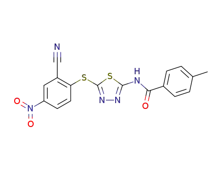 Molecular Structure of 1281988-99-5 (N-[5-(2-cyano-4-nitrophenylthio)-1,3,4-thiadiazol-2-yl]-4-methyl-benzaniide)