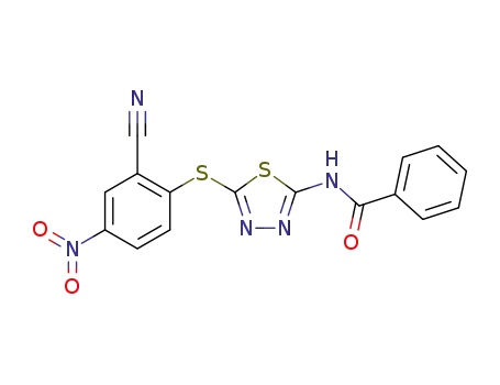 Molecular Structure of 1281988-79-1 (N-[5-(2-cyano-4-nitrophenylthio)-1,3,4-thiadiazol-2-yl]-benzamide)