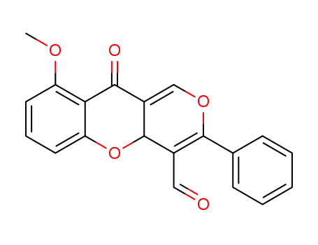 Molecular Structure of 1307915-51-0 (4aH,10H-Pyrano[4,3-b][1]benzopyran-4-carboxaldehyde, 9-methoxy-10-oxo-3-phenyl-)