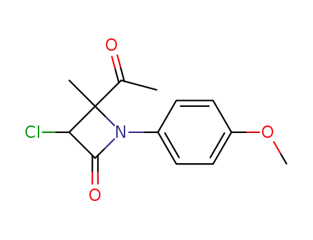 Molecular Structure of 84197-64-8 (2-Azetidinone, 4-acetyl-3-chloro-1-(4-methoxyphenyl)-4-methyl-)