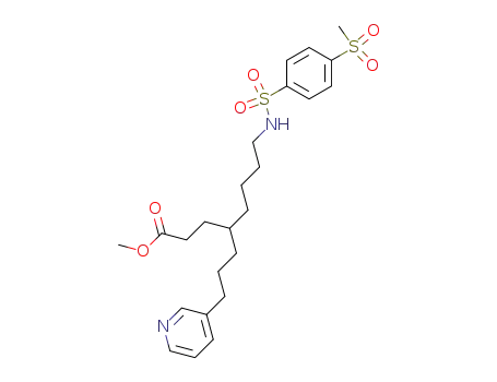 Molecular Structure of 1026605-63-9 (8-(4-Methanesulfonyl-benzenesulfonylamino)-4-(3-pyridin-3-yl-propyl)-octanoic acid methyl ester)