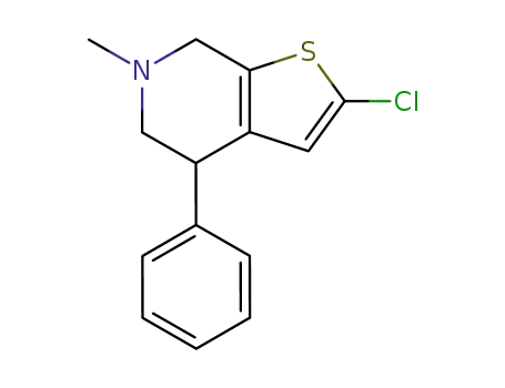 Molecular Structure of 90553-49-4 (Thieno[2,3-c]pyridine, 2-chloro-4,5,6,7-tetrahydro-6-methyl-4-phenyl-)