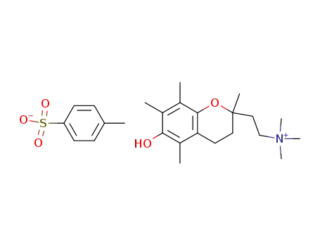 Molecular Structure of 130573-32-9 (2-(6-hydroxy-2,5,7,8-tetramethyl-3,4-dihydro-2H-chromen-2-yl)-N,N,N-trimethylethanaminium 4-methylbenzenesulfonate)