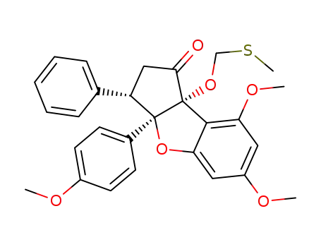 (3S,3aR,8bR)-6,8-Dimethoxy-3a-(4-methoxy-phenyl)-8b-methylsulfanylmethoxy-3-phenyl-2,3,3a,8b-tetrahydro-benzo[b]cyclopenta[d]furan-1-one
