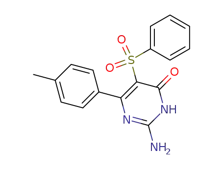 Molecular Structure of 96237-33-1 (4(1H)-Pyrimidinone, 2-amino-6-(4-methylphenyl)-5-(phenylsulfonyl)-)