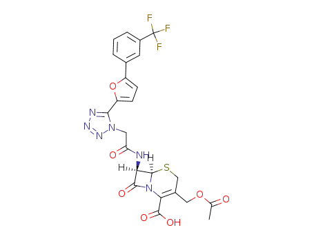 (6R,7R)-3-Acetoxymethyl-8-oxo-7-(2-{5-[5-(3-trifluoromethyl-phenyl)-furan-2-yl]-tetrazol-1-yl}-acetylamino)-5-thia-1-aza-bicyclo[4.2.0]oct-2-ene-2-carboxylic acid