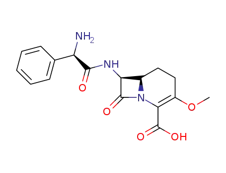 Molecular Structure of 73910-42-6 (7β-<(2R)-2-phenyl-2-amino>acetylamino-3-methoxy-1-carba-1-dethia-3-cephem-4-carboxylic acid)