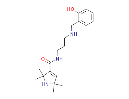 Molecular Structure of 102131-61-3 (1H-Pyrrole-3-carboxamide,2,5-dihydro-N-[3-[[(2-hydroxyphenyl)methyl]amino]propyl]-2,2,5,5-tetramethyl-)