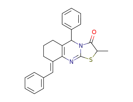 Molecular Structure of 67534-01-4 (5H-Thiazolo[2,3-b]quinazolin-3(2H)-one,
6,7,8,9-tetrahydro-2-methyl-5-phenyl-9-(phenylmethylene)-)