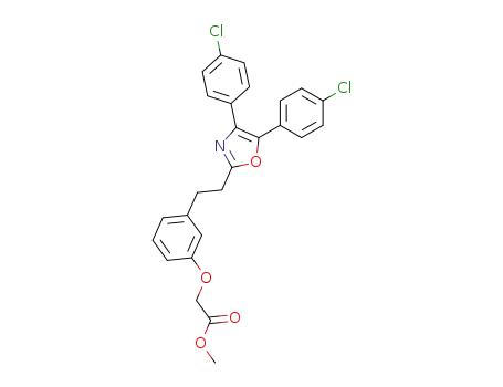 Molecular Structure of 143546-93-4 (Acetic acid, [3-[2-[4,5-bis(4-chlorophenyl)-2-oxazolyl]ethyl]phenoxy]-,
methyl ester)