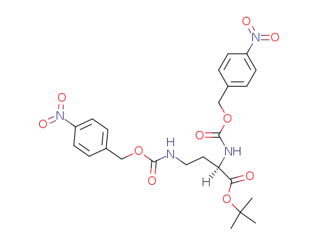 Molecular Structure of 98115-08-3 (Butanoic acid, 2,4-bis[[[(4-nitrophenyl)methoxy]carbonyl]amino]-,
1,1-dimethylethyl ester, (S)-)