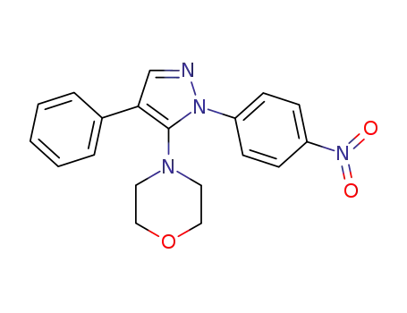 Molecular Structure of 88743-51-5 (Morpholine, 4-[1-(4-nitrophenyl)-4-phenyl-1H-pyrazol-5-yl]-)
