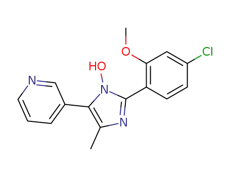Molecular Structure of 114974-12-8 (1-Hydroxy-2-(4-chloro-2-methoxyphenyl)-4-methyl-5-(3-pyridyl)imidazole)