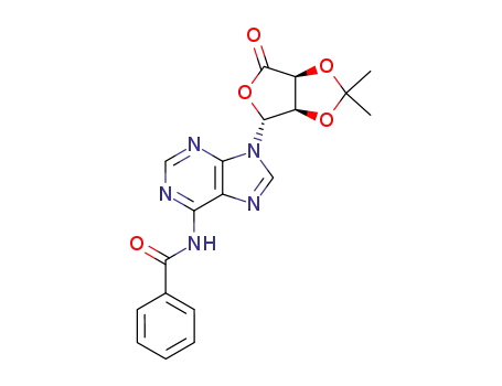 Molecular Structure of 152387-33-2 (N-[9-((3aR,4R,6aS)-2,2-Dimethyl-6-oxo-tetrahydro-furo[3,4-d][1,3]dioxol-4-yl)-9H-purin-6-yl]-benzamide)