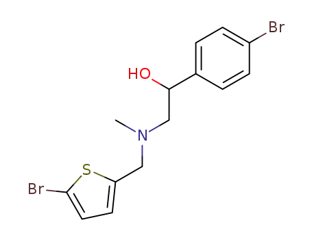 Molecular Structure of 740042-80-2 (1-(4-Bromo-phenyl)-2-[(5-bromo-thiophen-2-ylmethyl)-methyl-amino]-ethanol)