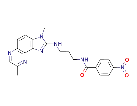 Molecular Structure of 113638-79-2 (N-[3-(3,8-Dimethyl-3H-imidazo[4,5-f]quinoxalin-2-ylamino)-propyl]-4-nitro-benzamide)