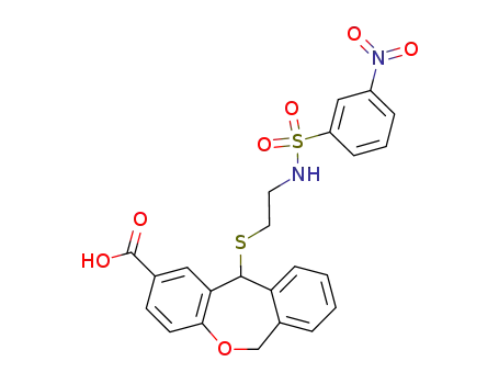 Molecular Structure of 123226-50-6 (11-[2-[(3-nitrophenylsulfonyl)amino]ethyl]thio-6,11-dihydrodibenz[b,e]oxepin-2-carboxylic acid)