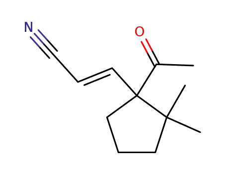 Molecular Structure of 99557-57-0 (2-Propenenitrile, 3-(1-acetyl-2,2-dimethylcyclopentyl)-, (E)-)
