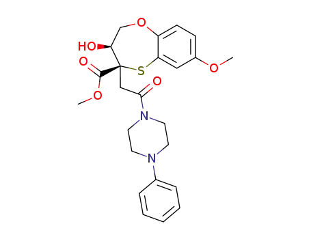 Molecular Structure of 99203-93-7 (2H-1,5-Benzoxathiepin-4-carboxylic acid,
3,4-dihydro-3-hydroxy-7-methoxy-4-[2-oxo-2-(4-phenyl-1-piperazinyl)eth
yl]-, methyl ester, trans-)
