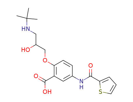 2-<3-<(1,1-dimethylethyl)amino>-2-hydroxypropoxy>-5-<(2-thienylcarbonyl)amino>benzoic acid