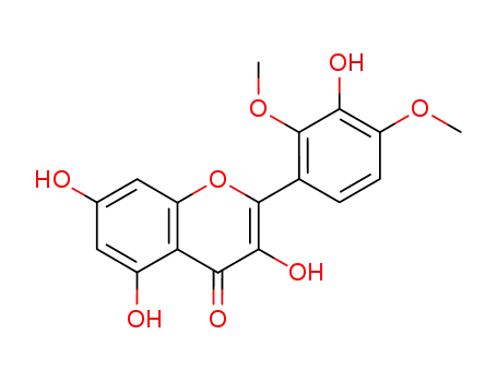 Molecular Structure of 90965-31-4 (4H-1-Benzopyran-4-one,
3,5,7-trihydroxy-2-(3-hydroxy-2,4-dimethoxyphenyl)-)