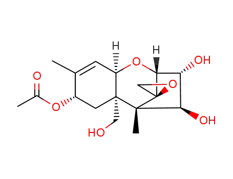 Molecular Structure of 94099-58-8 ((3beta,4alpha,8alpha,12xi)-3,4,15-trihydroxy-12,13-epoxytrichothec-9-en-8-yl acetate)