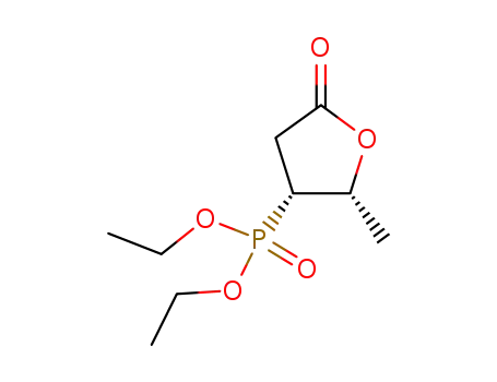 Molecular Structure of 138201-03-3 (Phosphonic acid, (tetrahydro-2-methyl-5-oxo-3-furanyl)-, diethyl ester,
trans-)