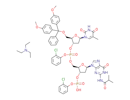 Molecular Structure of 94940-30-4 (C<sub>57</sub>H<sub>57</sub>Cl<sub>2</sub>N<sub>7</sub>O<sub>17</sub>P<sub>2</sub>*C<sub>6</sub>H<sub>15</sub>N)