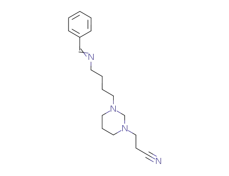 Molecular Structure of 76801-34-8 (1(2H)-Pyrimidinepropanenitrile,
tetrahydro-3-[4-[(phenylmethylene)amino]butyl]-)