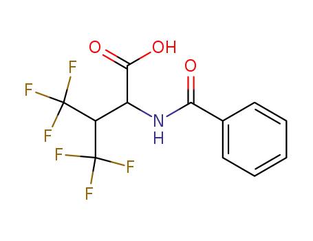 Molecular Structure of 1495-63-2 (2-benzamido-3-trifluoromethyl-4,4,4-trifluorobutanoic acid)