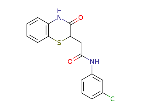 Molecular Structure of 106691-40-1 (2-[4-(3-chlorophenyl)-3-oxo-3,4-dihydro-2H-1,4-benzothiazin-2-yl]acetamide)