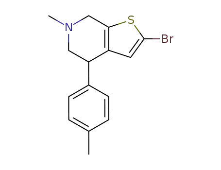 Molecular Structure of 88013-69-8 (Thieno[2,3-c]pyridine,
2-bromo-4,5,6,7-tetrahydro-6-methyl-4-(4-methylphenyl)-)