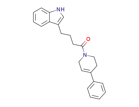 Molecular Structure of 73966-54-8 (1-<4-(3-indolyl)butanoyl>-1,2,3,6-tetrahydro-4-phenylpyridine)