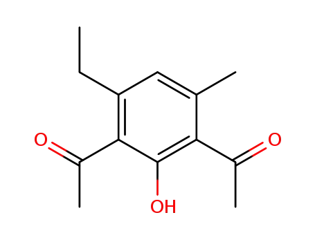 Molecular Structure of 76716-12-6 (1-(3-Acetyl-6-ethyl-2-hydroxy-4-methyl-phenyl)-ethanone)