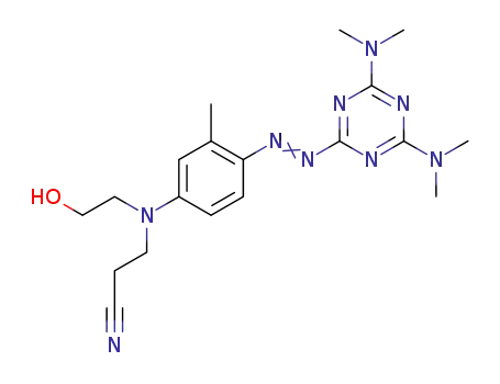 Molecular Structure of 80756-25-8 (3-[[4-(4,6-Bis-dimethylamino-[1,3,5]triazin-2-ylazo)-3-methyl-phenyl]-(2-hydroxy-ethyl)-amino]-propionitrile)
