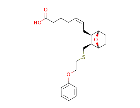 Molecular Structure of 119786-24-2 (<1α,2α(Z),3α,4α>-(+/-)-7-<3-<<(2-Phenoxyethyl)thio>methyl>-7-oxabicyclo<2.2.1>hept-2-yl>-5-heptenoic acid)