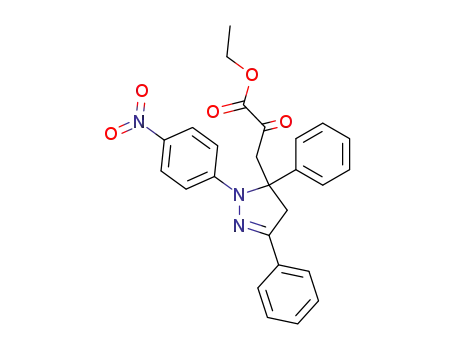 Molecular Structure of 78904-67-3 (1H-Pyrazole-5-propanoic acid,
4,5-dihydro-1-(4-nitrophenyl)-a-oxo-3,5-diphenyl-, ethyl ester)