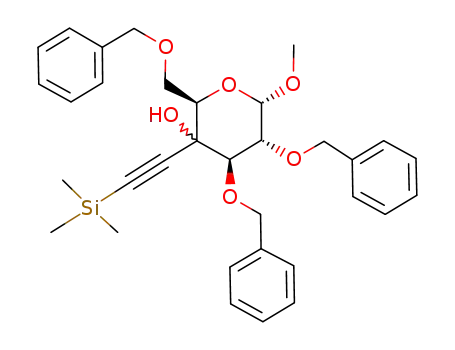 (2R,4R,5R,6S)-4,5-Bis-benzyloxy-2-benzyloxymethyl-6-methoxy-3-trimethylsilanylethynyl-tetrahydro-pyran-3-ol