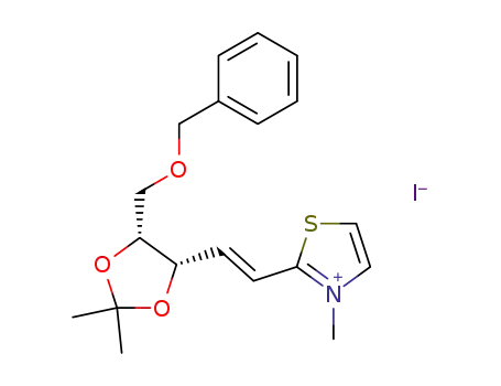 2-[(E)-2-((4S,5R)-5-Benzyloxymethyl-2,2-dimethyl-[1,3]dioxolan-4-yl)-vinyl]-3-methyl-thiazol-3-ium; iodide