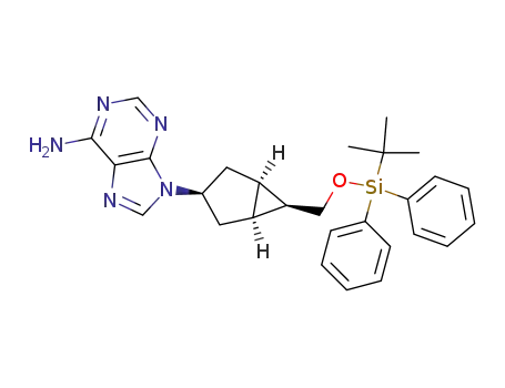 Molecular Structure of 158262-89-6 (9-[(1S,3R,5R,6S)-6-(tert-Butyl-diphenyl-silanyloxymethyl)-bicyclo[3.1.0]hex-3-yl]-9H-purin-6-ylamine)